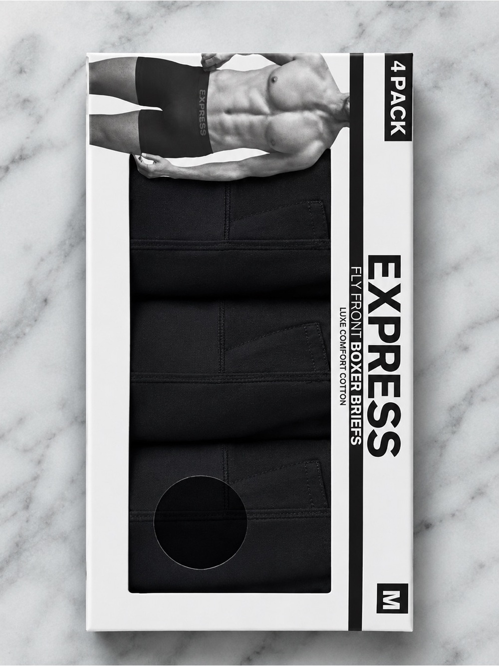 Express Men’s Black 4-Pack Fly-Front Boxer Briefs